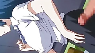 Twat beaming Anime bus cookie beat-up with respect to upskirt